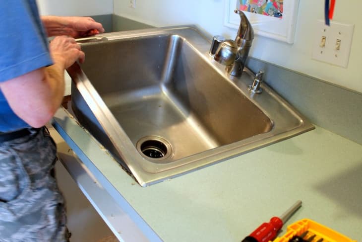 replace kitchen counter with sink diy