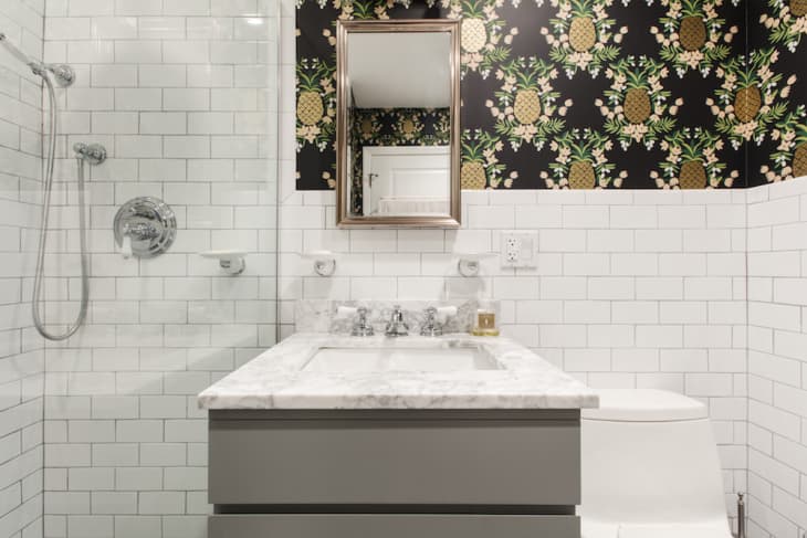 Before & After: A Classic Bathroom Remodel with Wallpaper | Apartment ...