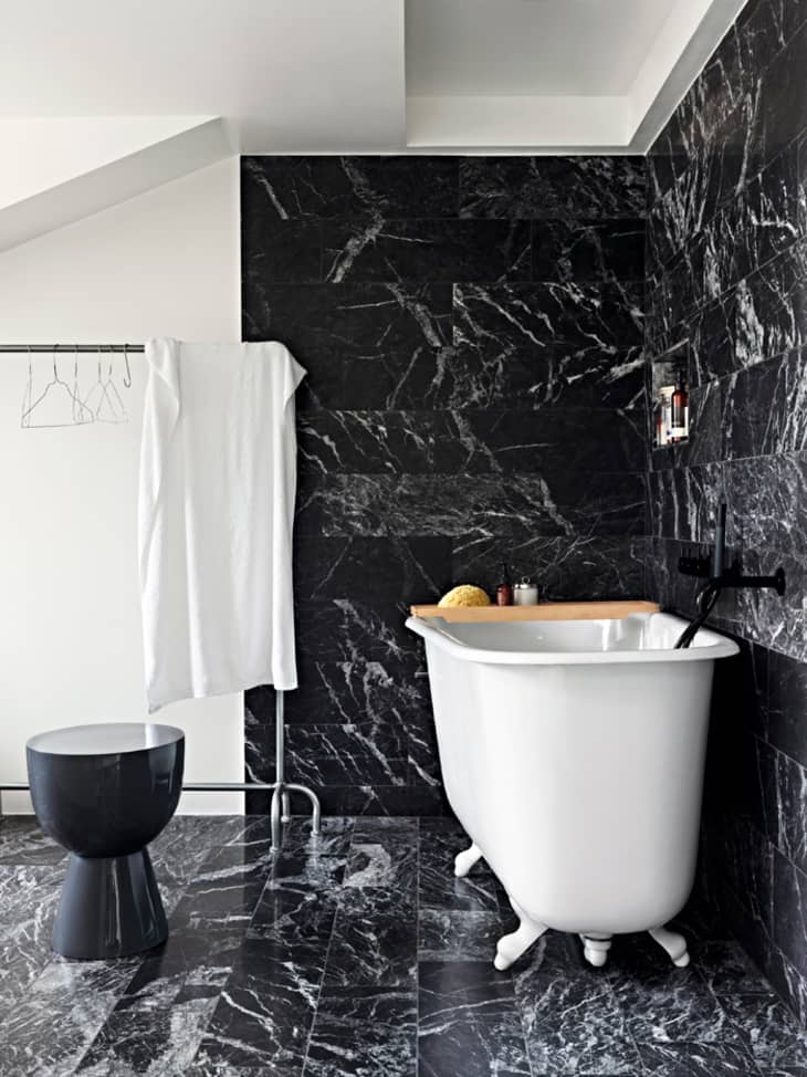 Black Marble In The Bathroom Tile Baths Fixtures And Floors Apartment Therapy 