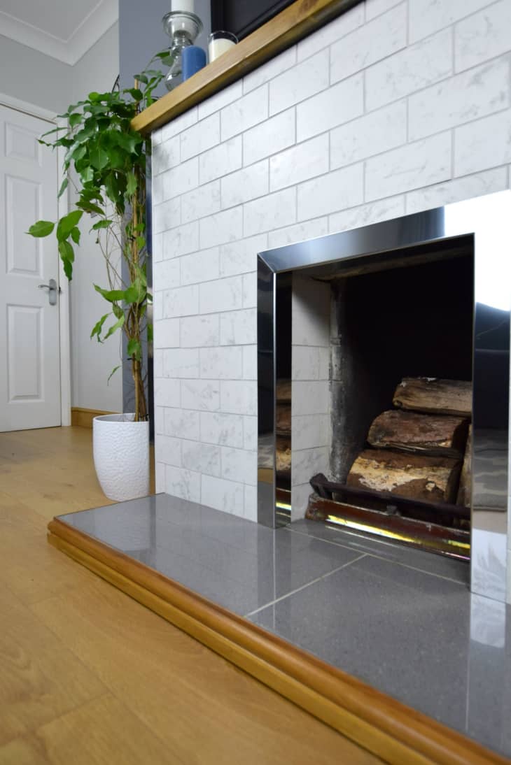 Fireplace Hearth Remodel Tile Surround Makeover Apartment Therapy
