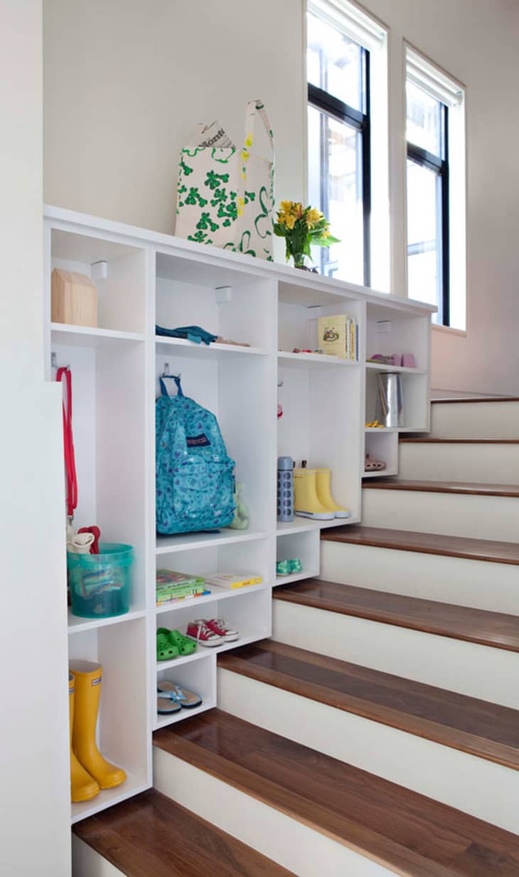 Before & After Over the Stairs Mudroom Apartment Therapy