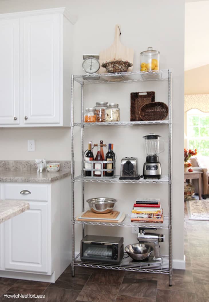 Small kitchen store shelf unit