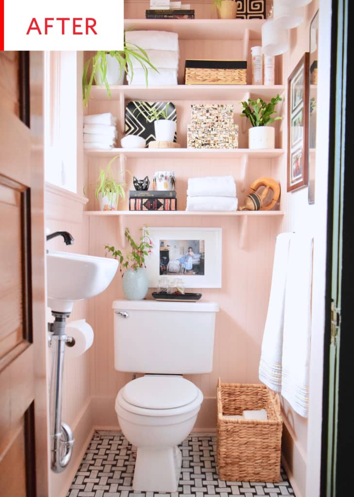Before and After: This Pink Powder Room Reno Cost Less Than $600