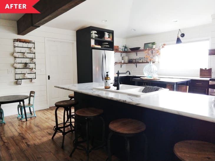 Before and After: Brown Kitchen Gets a Black and White Refresh ...