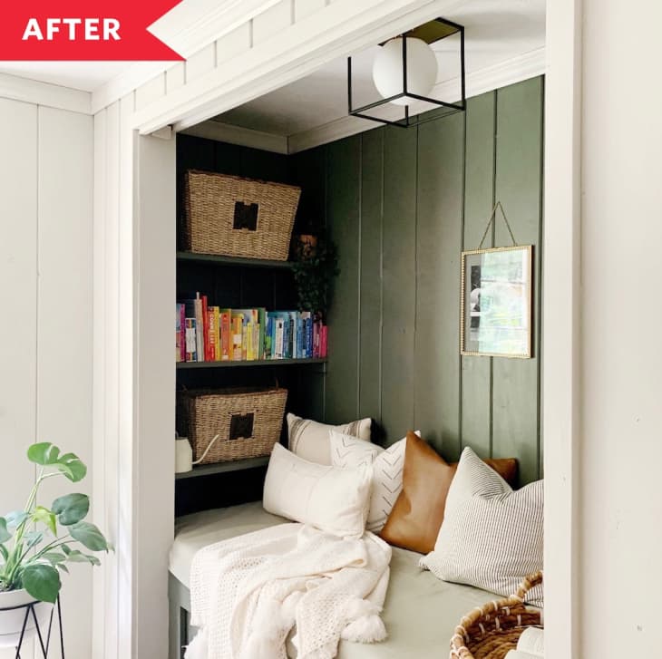 Before and After An Unused Closet a Cozy Reading Nook for Less