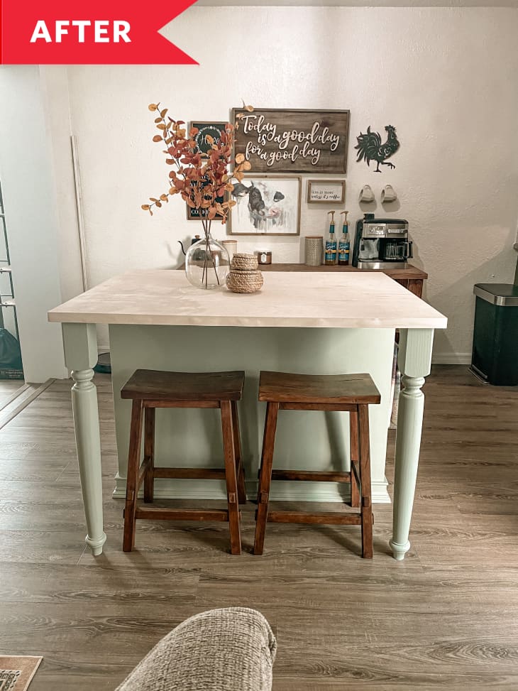 DIY Desk Turned Kitchen Island Before & After The Kitchn