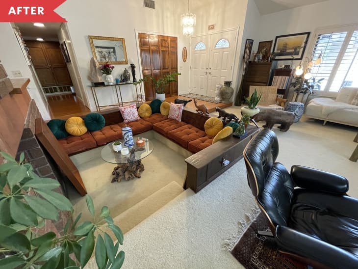 A Living Room's Conversation Pit Is So Stylish After a $500 Refresh ...