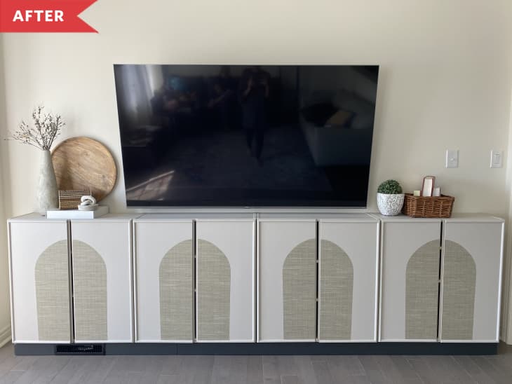 IKEA IVAR Hack PeelandStick Wallpaper Media Console Apartment Therapy