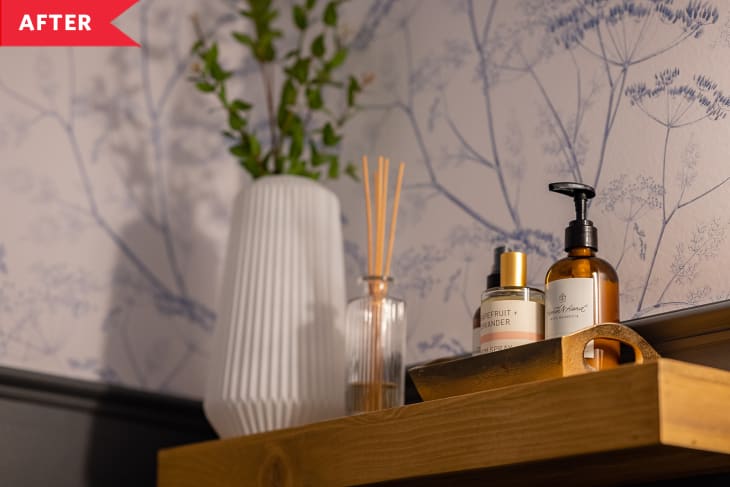 Powder Room Redo with Peel-and-Stick Wallpaper and Trim | Apartment Therapy