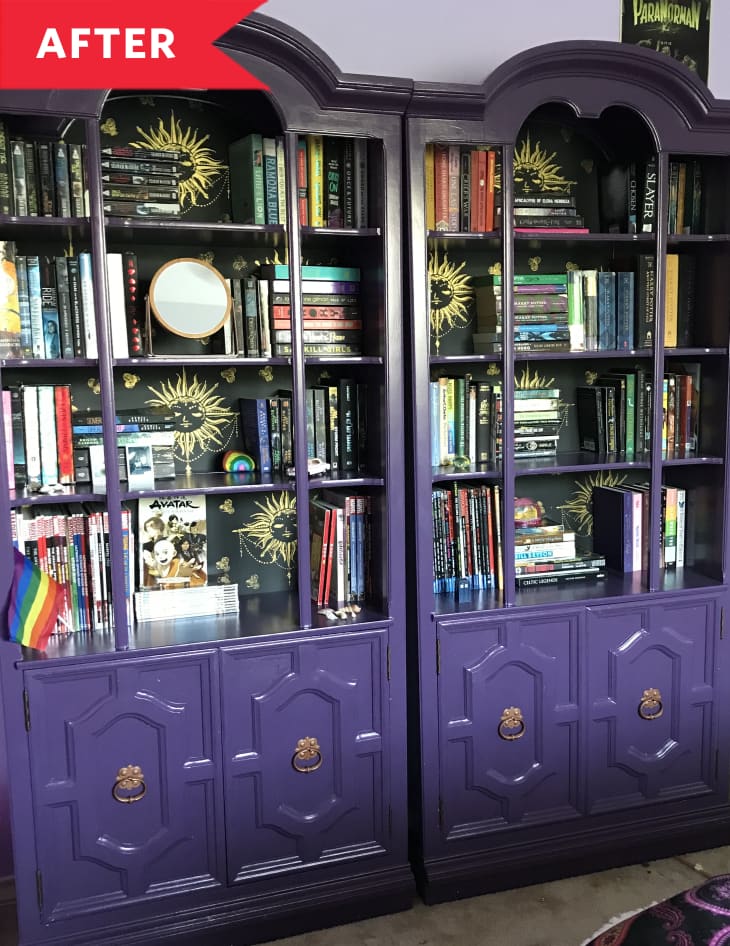 BudgetFriendly Bookcase Redo Purple Bookcase Redo Idea Apartment