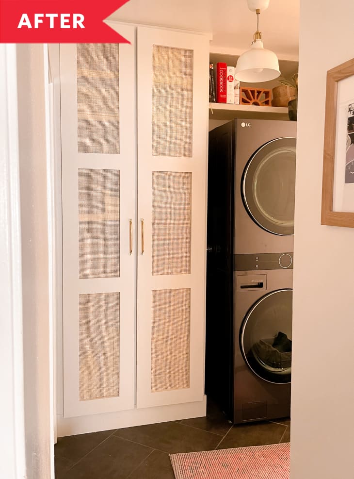 Custom Cane Webbing Cabinets in Laundry Room | Apartment Therapy