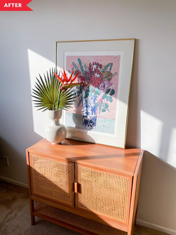 Bedroom Refresh Wallpapered Accent Wall Before and After Photos Apartment Therapy