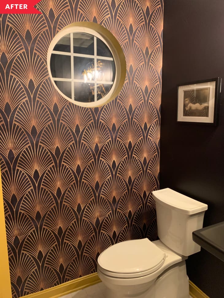 Art Deco-Style Powder Room Makeover - Before and After Photos