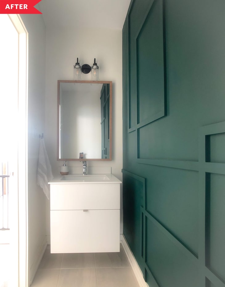 Bold Bathroom Accent Wall Project DIY Geometric Accent Wall   Hana Sethi Bath After 1 Tagged