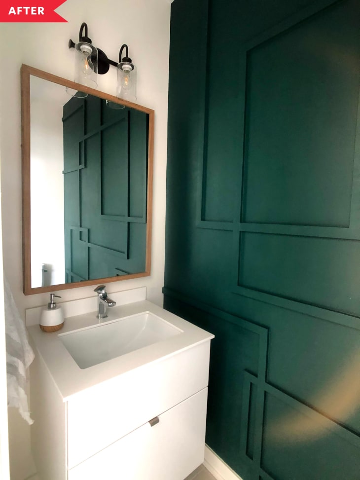 Bold Bathroom Accent Wall Project DIY Geometric Accent Wall   Hana Sethi Bath After 2 Tagged