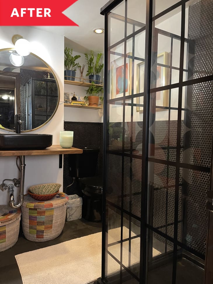 Black Penny Tile Bathroom Redo - Before and After Photos | Apartment Therapy