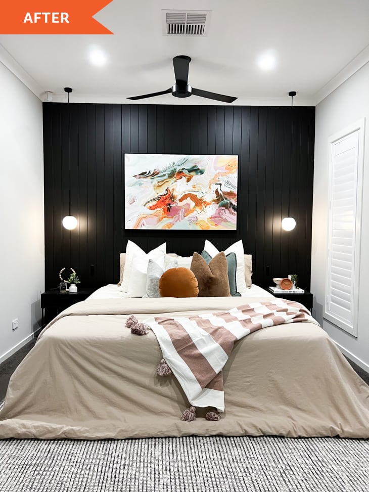 Curated visual reference: Gallery Detail: Black Accent Wall Bedroom Redo Before And After Photos