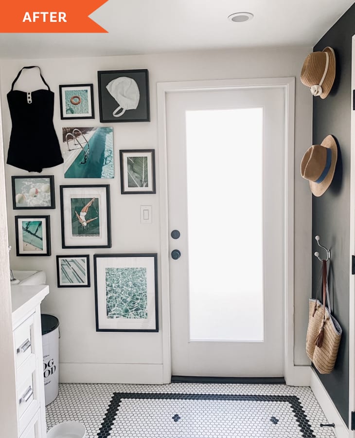 Black and White RetroInpsired Bathroom Redo Before and After Photos