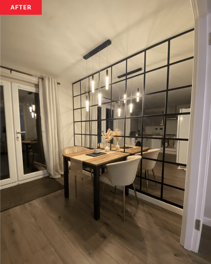 IKEA Hack Mirrored Dining Room Wall Before and After Apartment Therapy