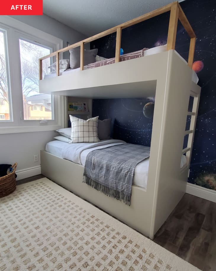 Kid's Room Redo with Custom Bunk Beds Before and After Photos