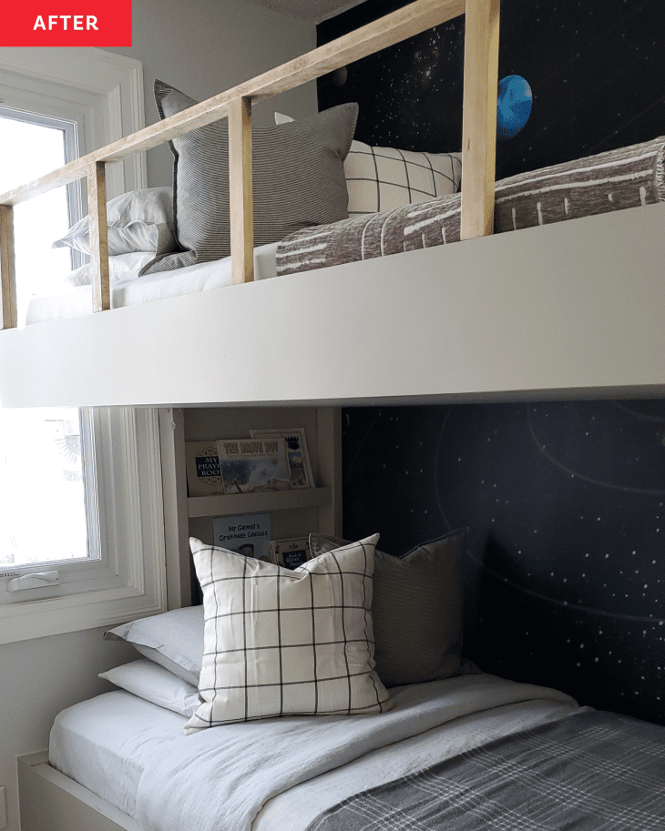 Kid's Room Redo with Custom Bunk Beds Before and After Photos