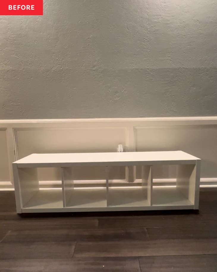 120 Media Console Hack Using IKEA KALLAX Before and After Photos