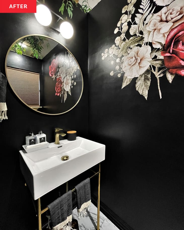 $1,000 Powder Room Redo with Black Paint - Before and After Photos ...