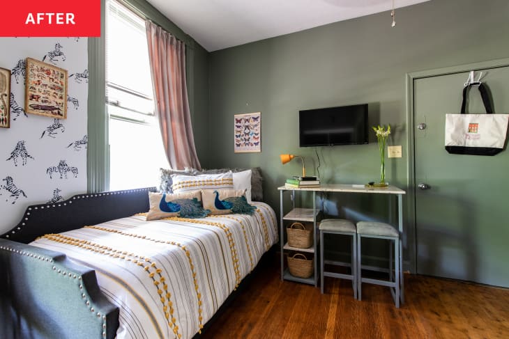 Image showcasing Green Studio Apartment Redo - Before and After Photos | Apartment Therapy