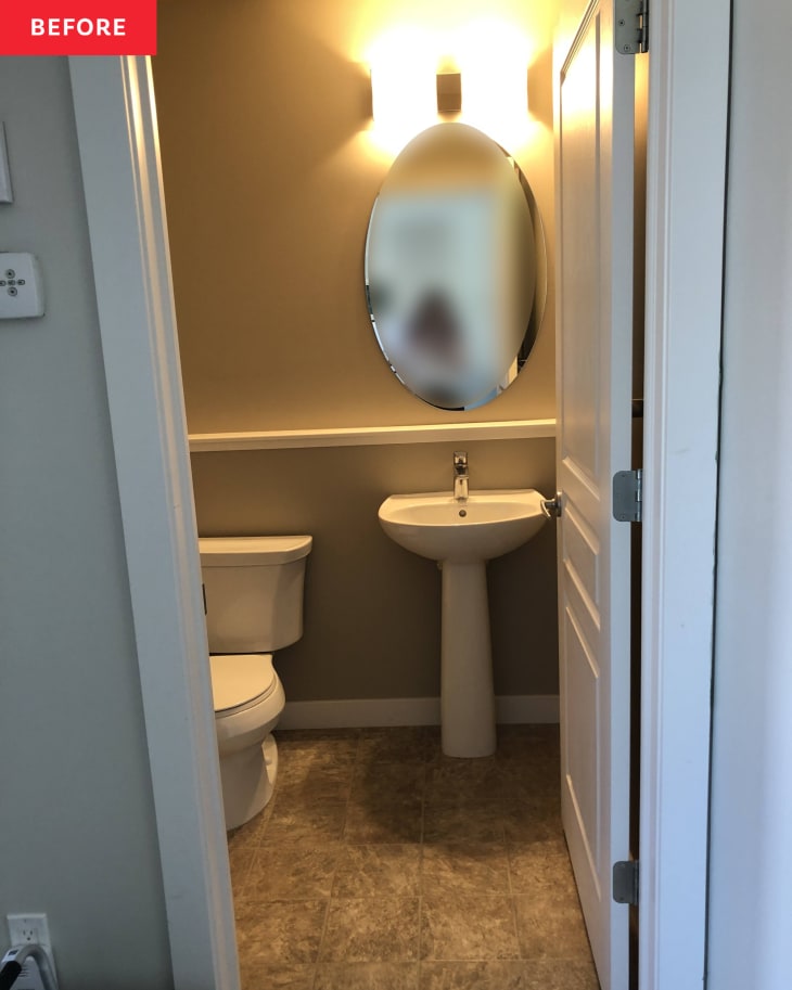 Small Neutral Powder Room Redo - Before and After Photos | Apartment ...