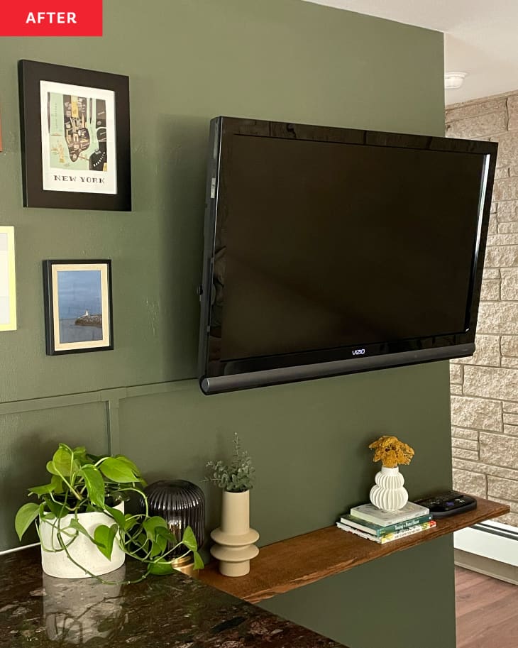 Green Living Room TV Wall Redo - Before and After Photos | Apartment Therapy