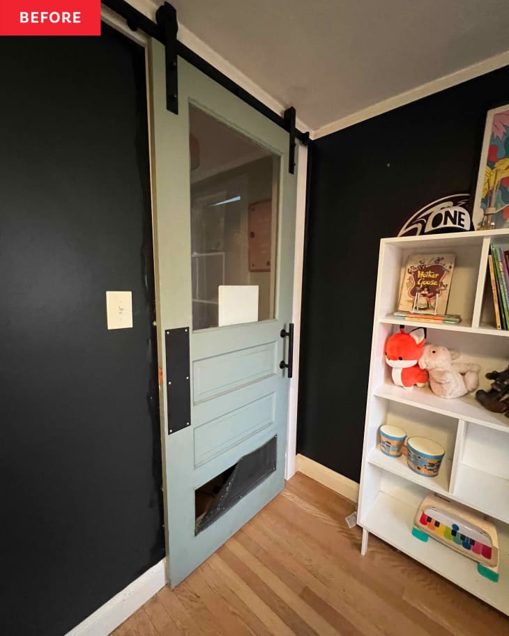 Blue Nursery Makeover with Mural - Before & After Photos | Cubby