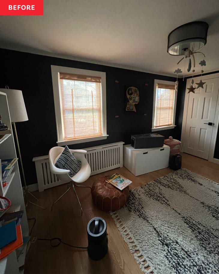 Blue Nursery Makeover with Mural Before & After Photos Apartment