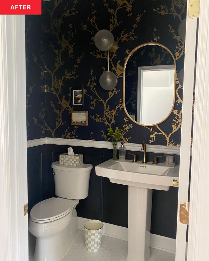Luxe Black and Gold Powder Room Redo - Before and After Photos ...