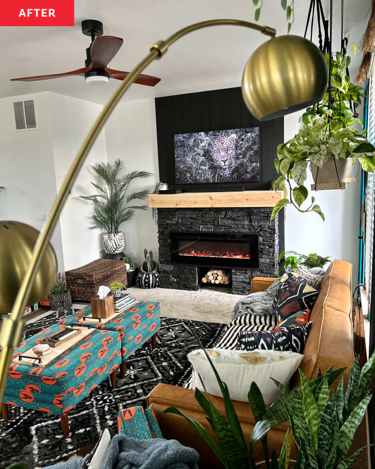 A DIY Fireplace in a Boho Living Room - Before & After Photos ...