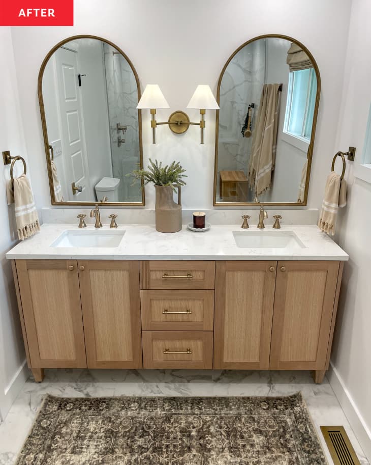 A Luxe Makeover Revitalizes a Beige, One-Sink 1980s Bathroom ...