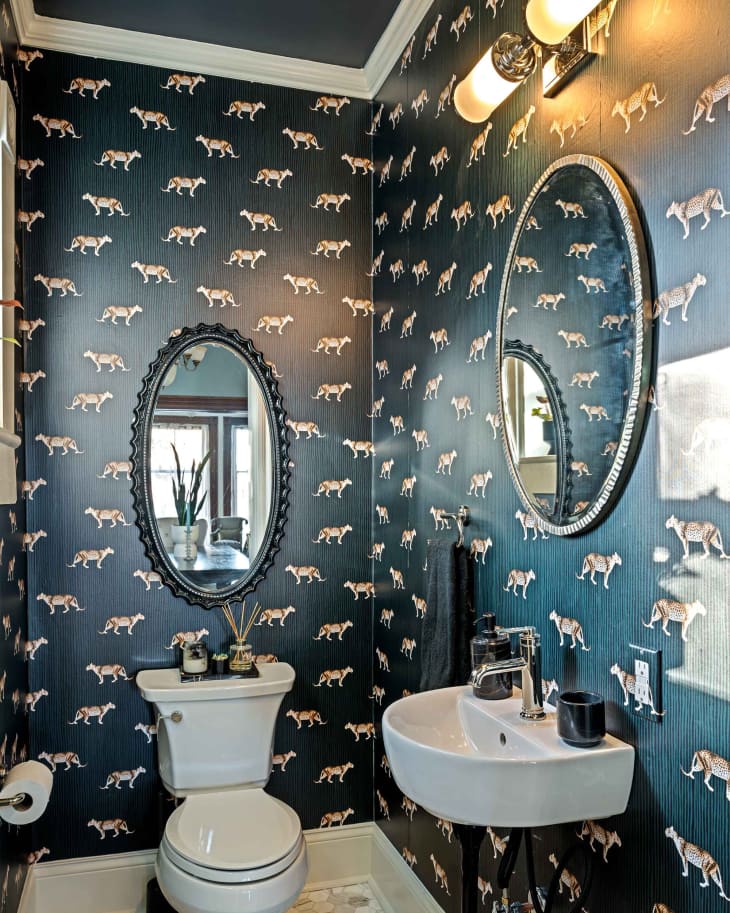 A 23SquareFoot Bathroom Makeover Goes Bold with Wallpaper Apartment