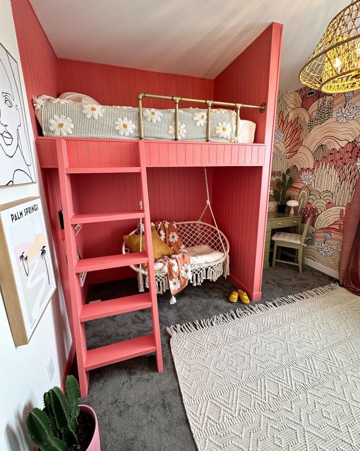 The Pink Loft Bed in This Kid's Room Makeover Is a MustSee Apartment