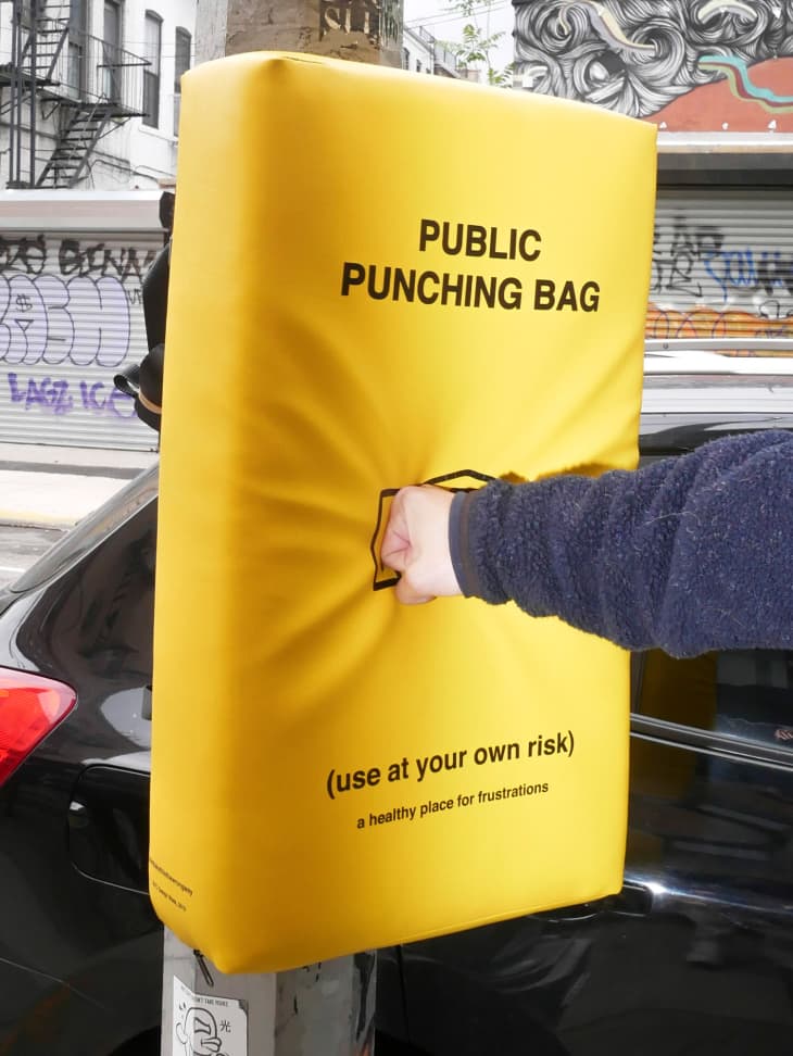 Public Punching Bag Art Installation NYC Apartment Therapy
