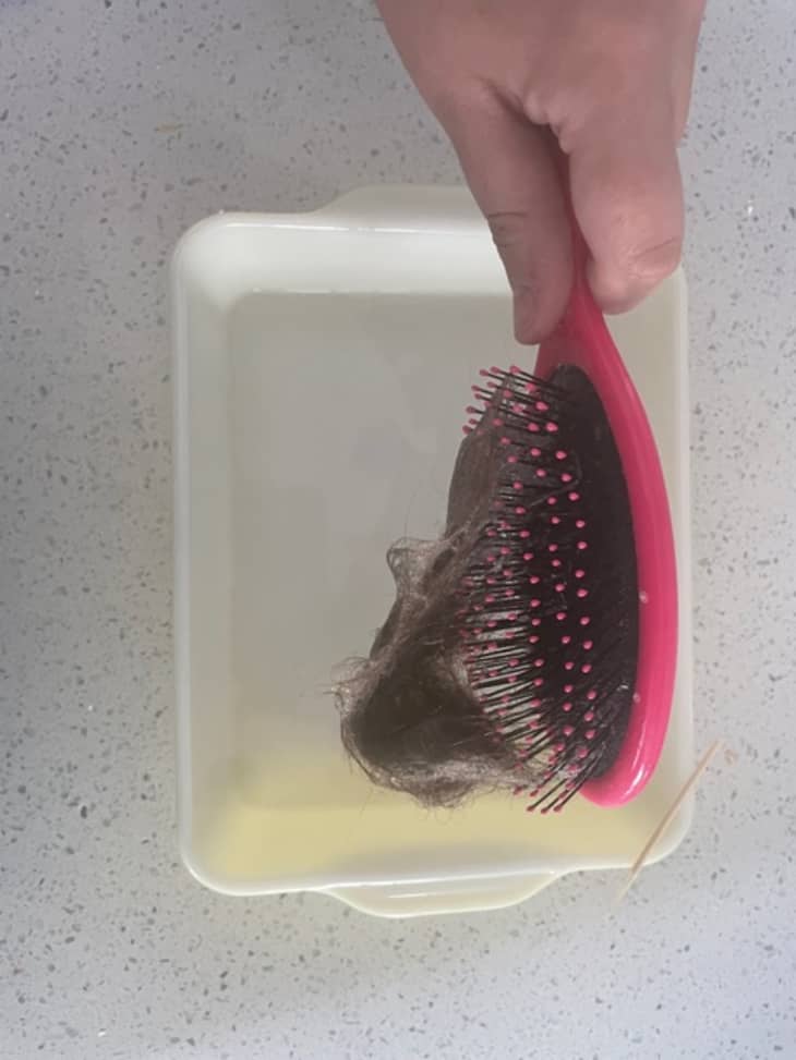 How to Clean Hair from a Hairbrush with Shampoo and a Toothpick