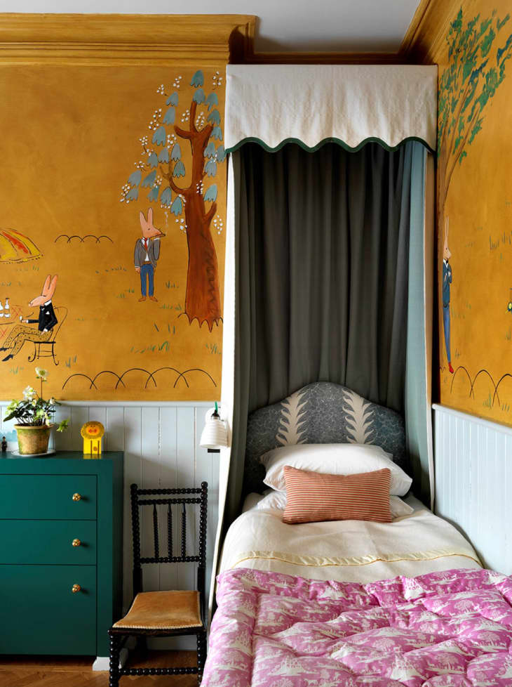 golden wallpaper in kids rooms