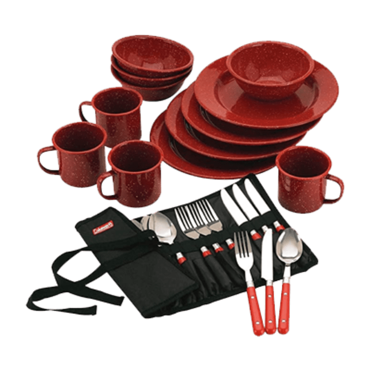 Coleman 24-Piece Enamel Dinnerware Set at Amazon