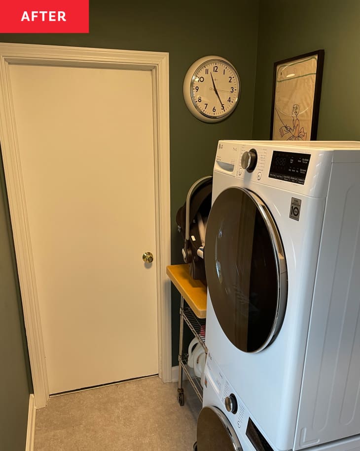 laundry room with green walls