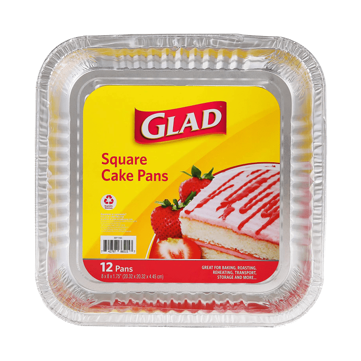 Product Image: Glad Disposable Bakeware Aluminum 8x8-Inch Square Cake Pans, 12 Count