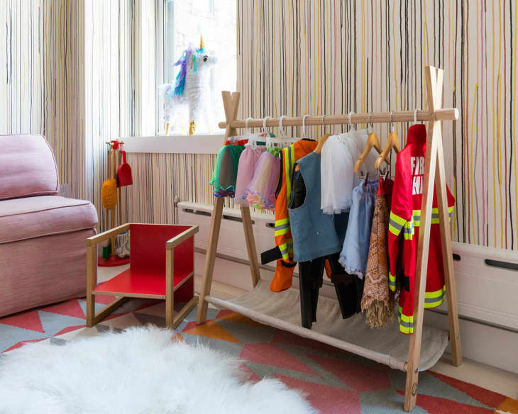 Flatiron apartment playroom: costumes and toys