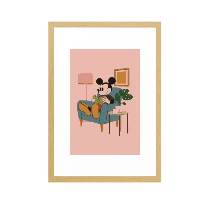 Product Image: "Mickey Mouse Reading" Framed Art Print