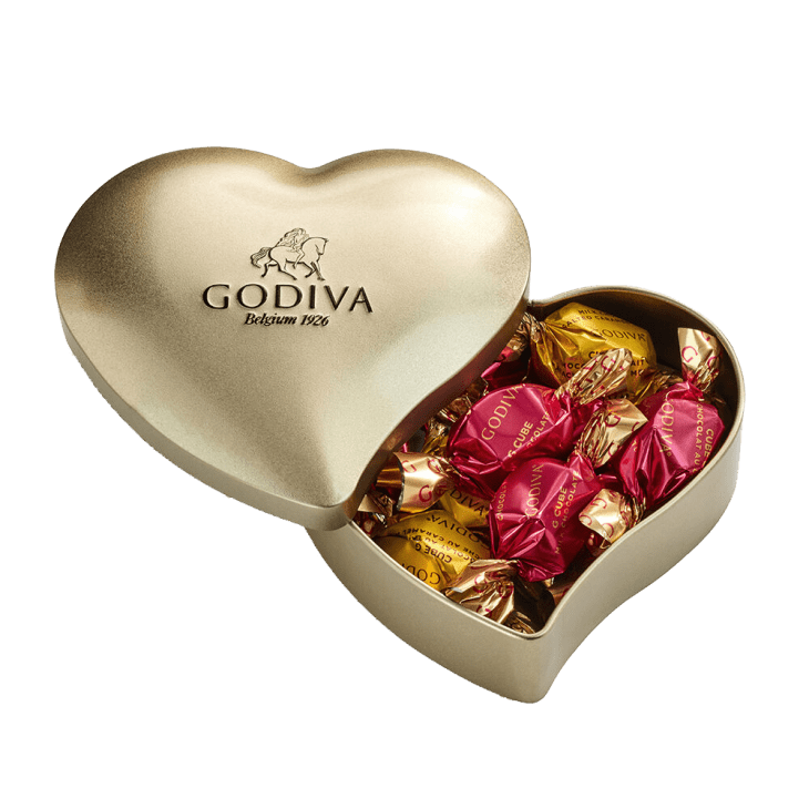Godiva Heart Tin with Assorted Individual Wrapped Chocolates at Godiva