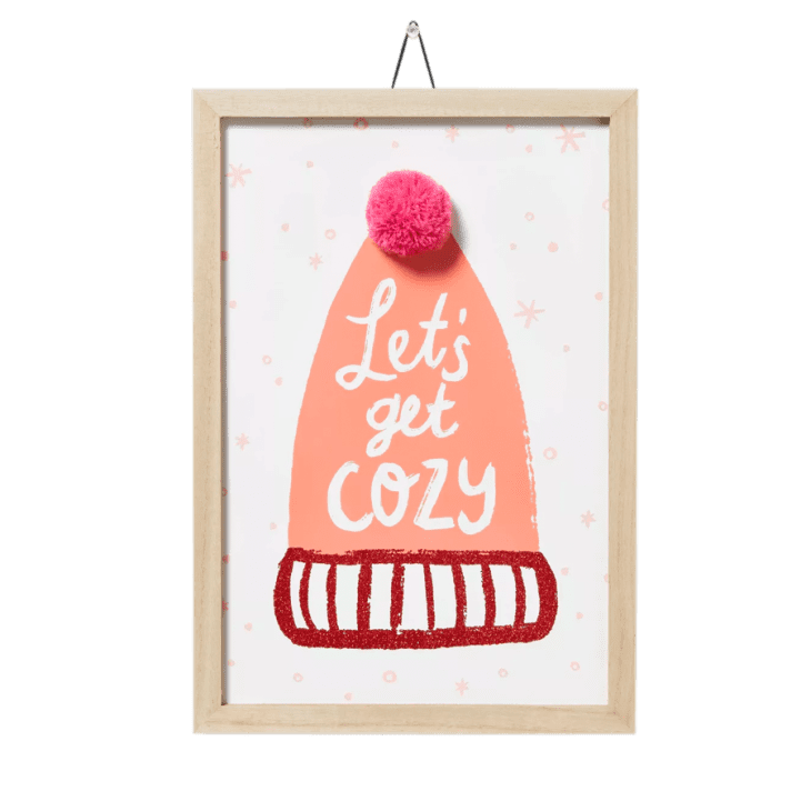 Product Image: Let's Get Cozy Hat Hanging Sign Pink/White - Wondershop™