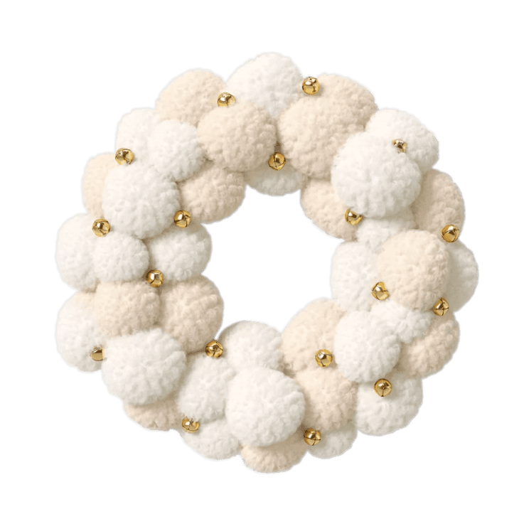 Two-Tone Pom-Pom Wreath Cream - Threshold™ at Target