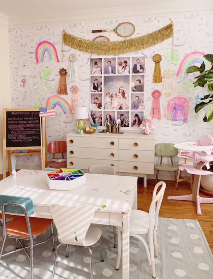 Colorful kids craft and arts room