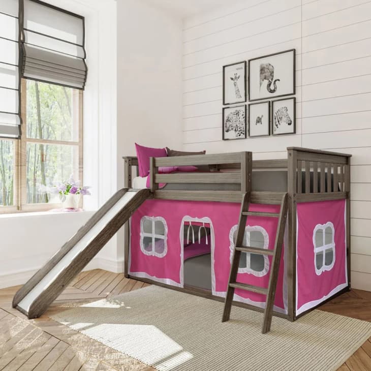 Product Image: Twin-Size Low Bunk with Slide + Curtain